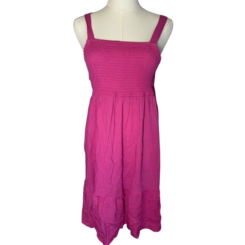 Pink Smocked Sundress Swimsuit Cover Up Resort Wear Boho Barbiecore Sz‎ Large